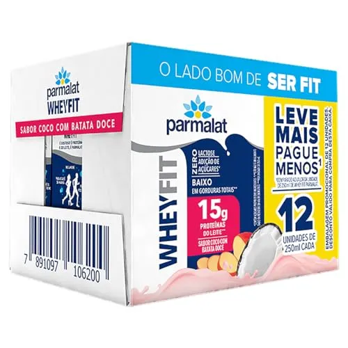 (Rec)(Add 2un)(Selecionados)Parmalat Wheyfit Coco Com Batata Doce 15g De Protena 250 Ml  Pack 12 Unidades